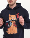 NAVY BLUE CATANA CAT COTTON MEN'S HOODIE