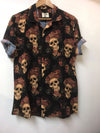 VINTAGE SKULL MEN'S SHORT SLEEVE BLACK& BROWN SHIRT