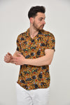 CAT ROSE PRINT SHORT SLEEVE MEN'S SHIRT