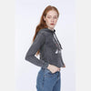 Anthracite Stone Washed Nightmare Printed Cotton Women Crop Top Hoodie - S-Ponder Shop