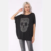 Black Lace Skull Cotton Women Balloon Cut T-Shirt Tee Top S-PONDER