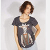 Grey Smoking Giraffe Funny Animal Printed Cotton Women T-shirt - S-Ponder Shop