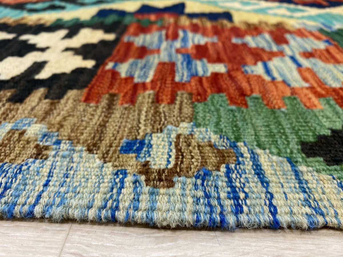 het laatste Nieuwe aankomst afbetalen Kleurrijk Tapijt Laagpolig Handgeweven Wollen Vloerkleed - Omid Afghan  Kelim 297x200cm | Omid Carpets