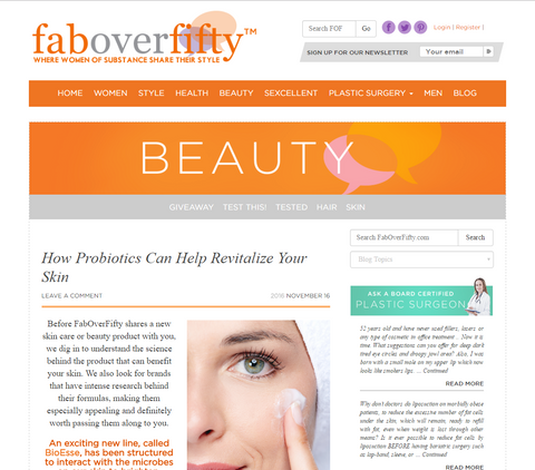 Fab Over Fifty Review of BioEsse Probiotic Skincare