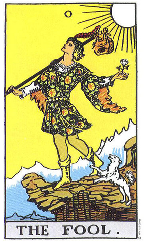 The Fool tarot card represents beginnings, innocence and novelty