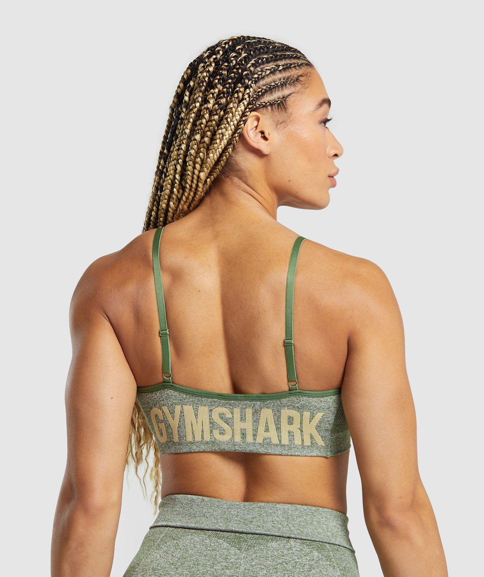 Gymshark Flex Strappy Sports Bra - Force Green/Vanilla Beige