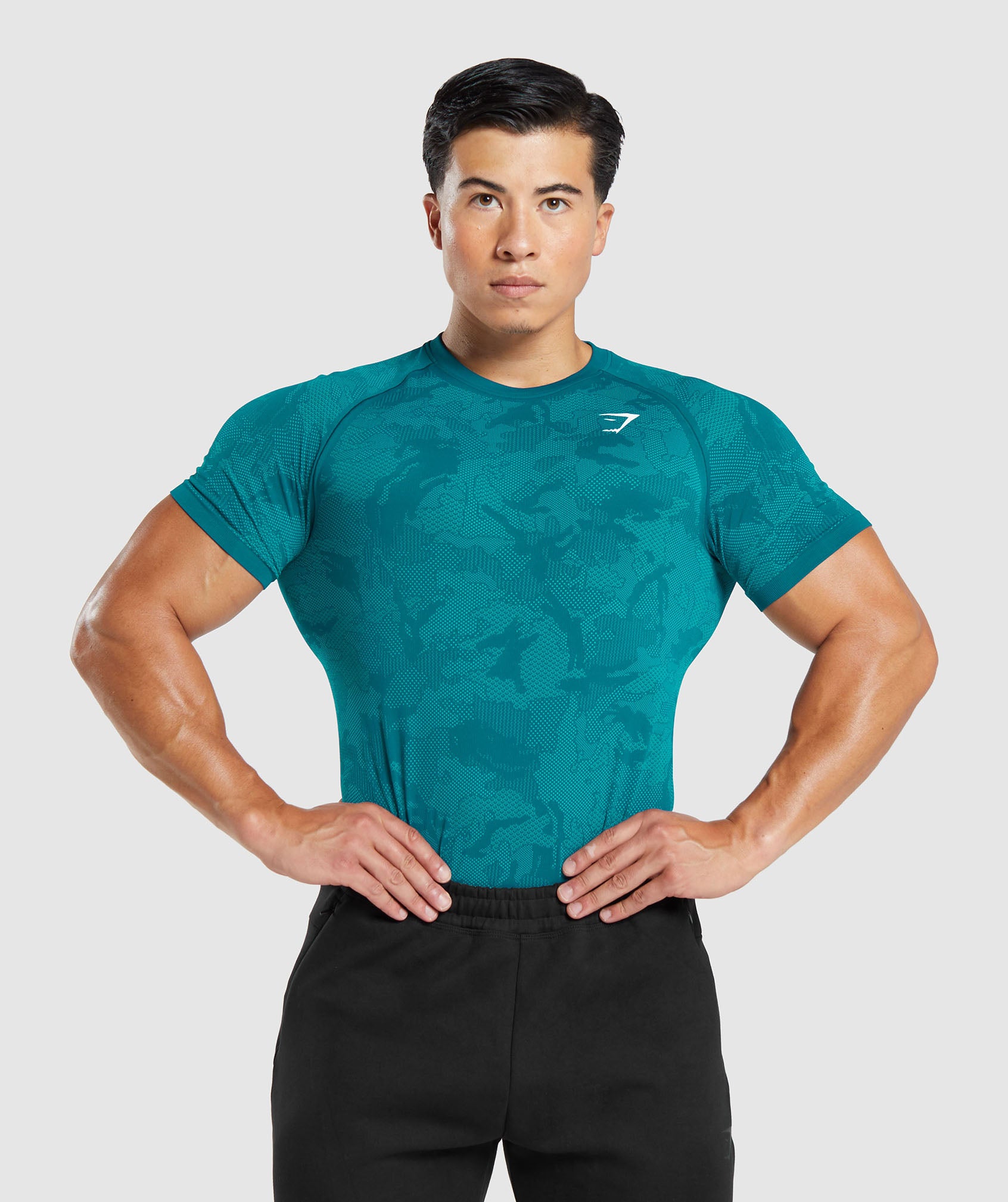 Gymshark Geo Seamless T-Shirt - Atlantic Blue/Shark Blue