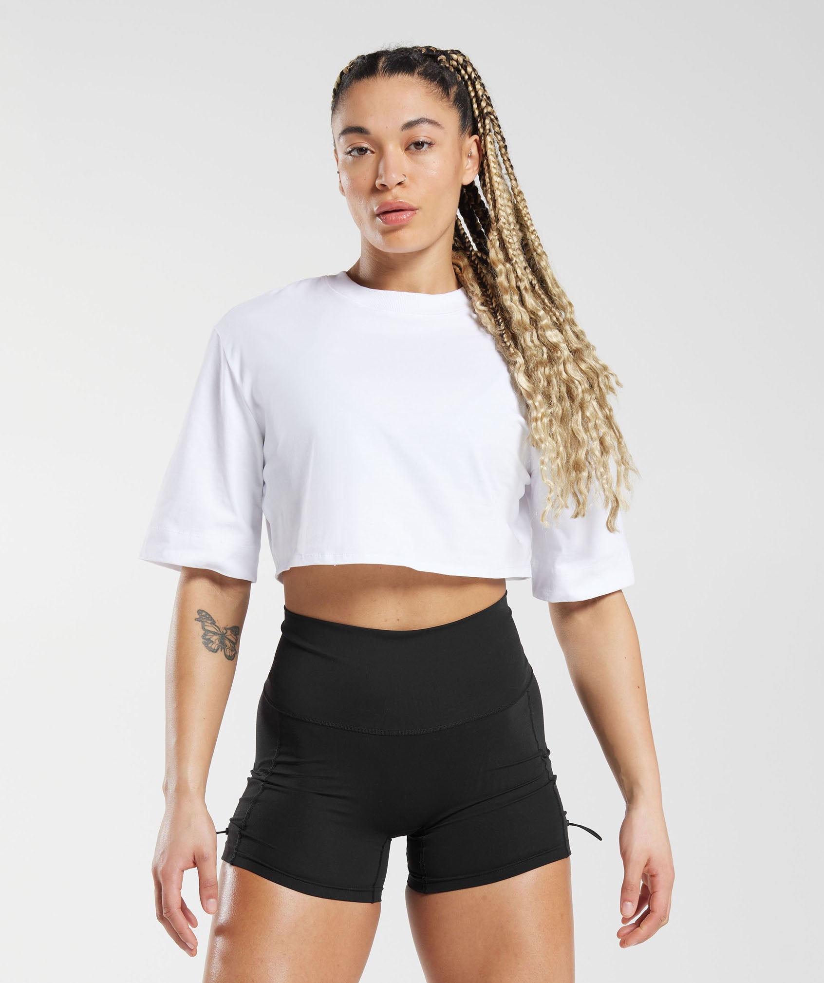 White Crop Top Cropped Tank Top Loose Crop Top Boxy Crop 