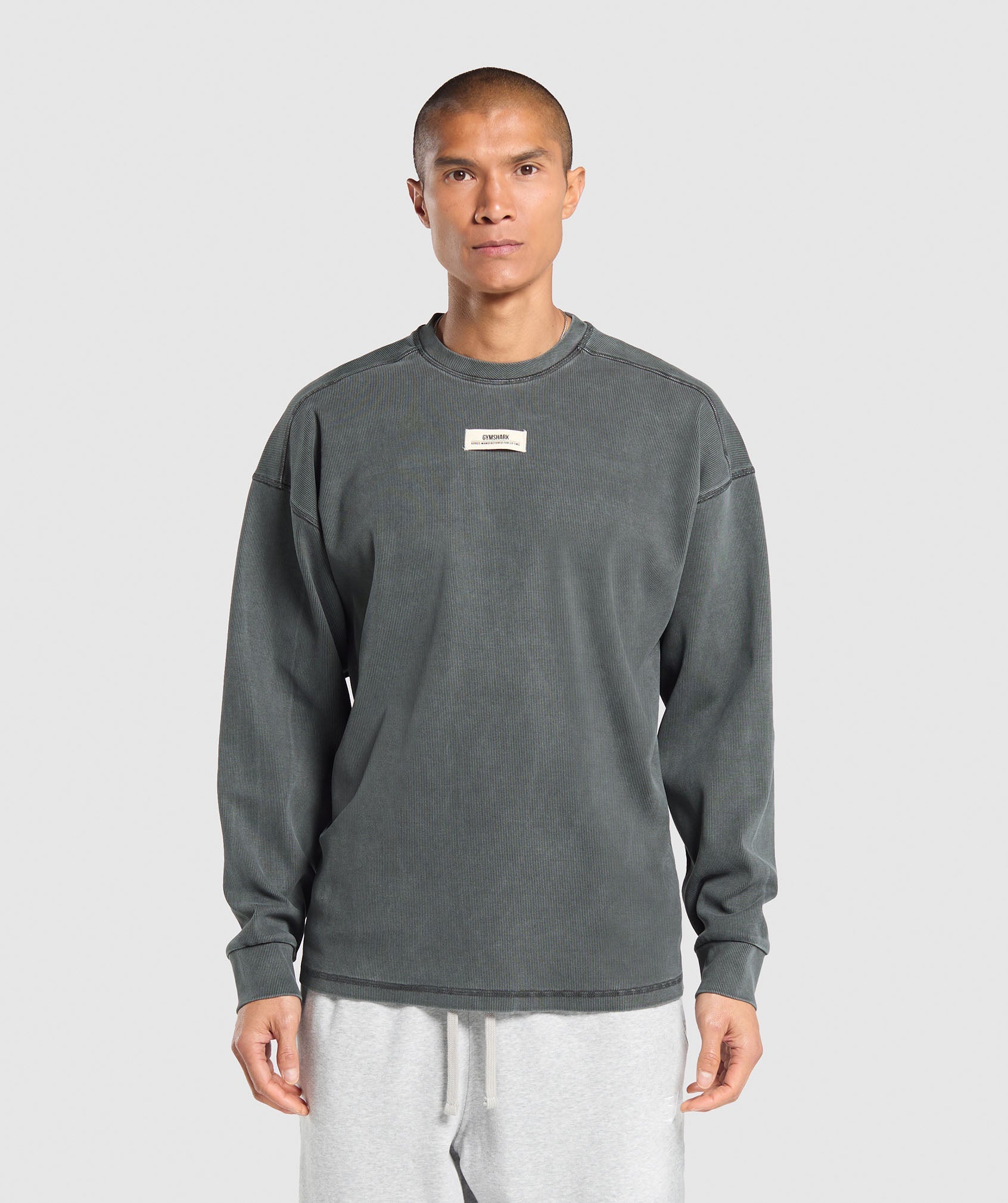 Gymshark Heavyweight Rib Crew - Asphalt Grey | Gymshark