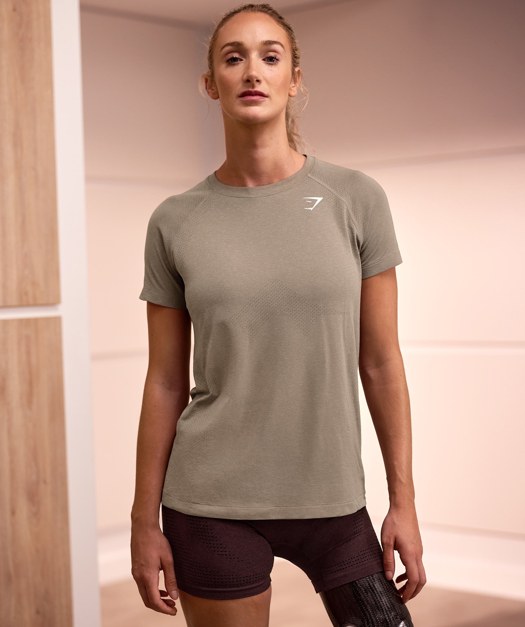 Gymshark Vital Seamless 2.0 Light T-Shirt - Vanilla Brown Marl