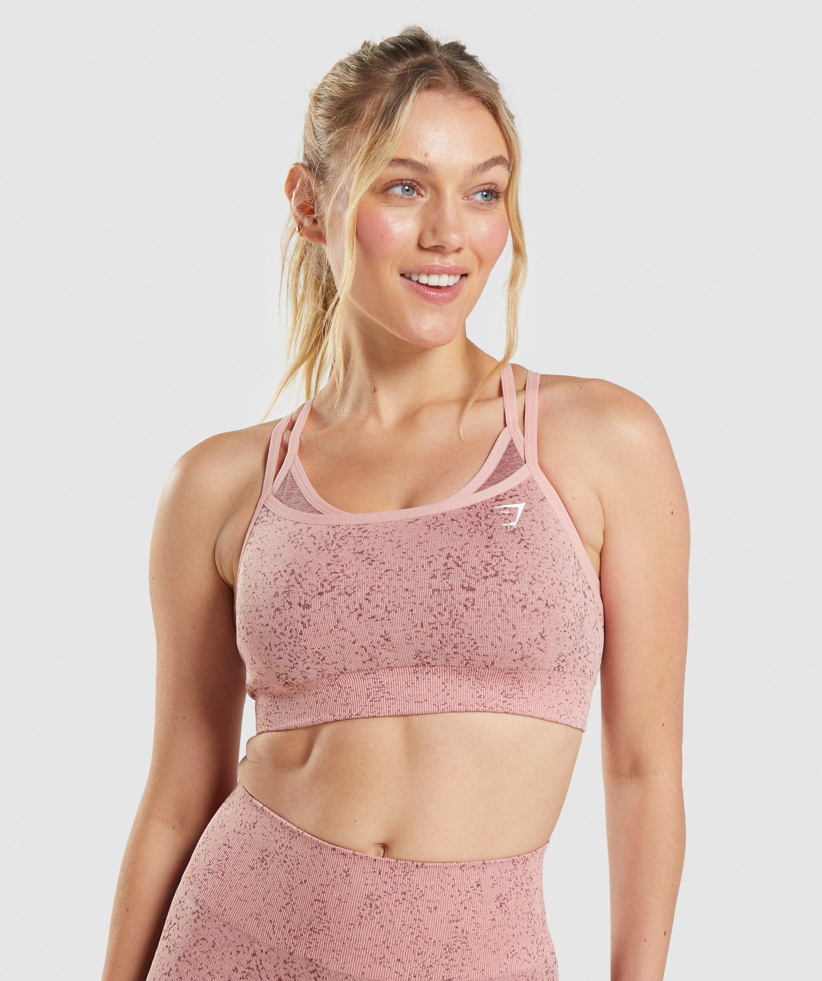Gymshark Seamless Airflow Gray & Pink Compression Athletic Shirt womens  medium
