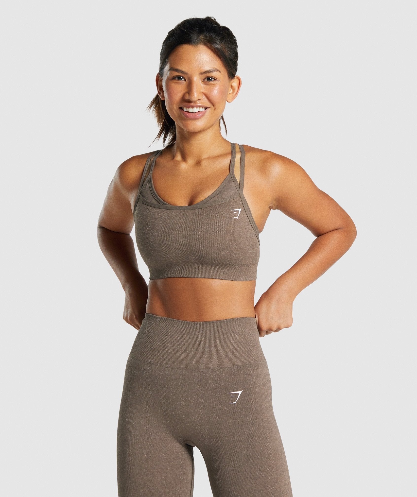 Gymshark Adapt Fleck Seamless Sports Bra - Mineral, Brown