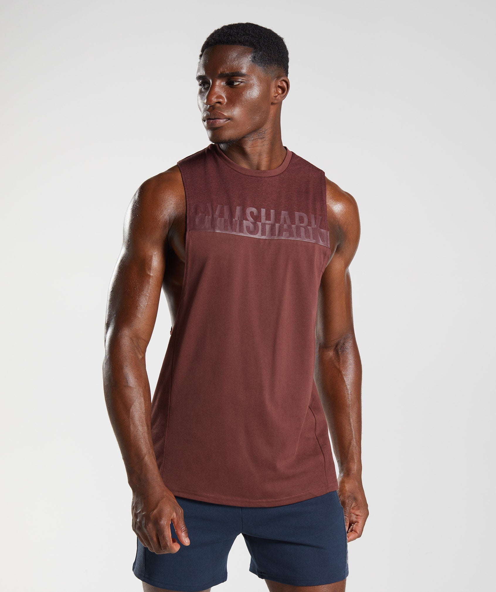 Gymshark Bold React Drop Arm Tank - Cherry Brown