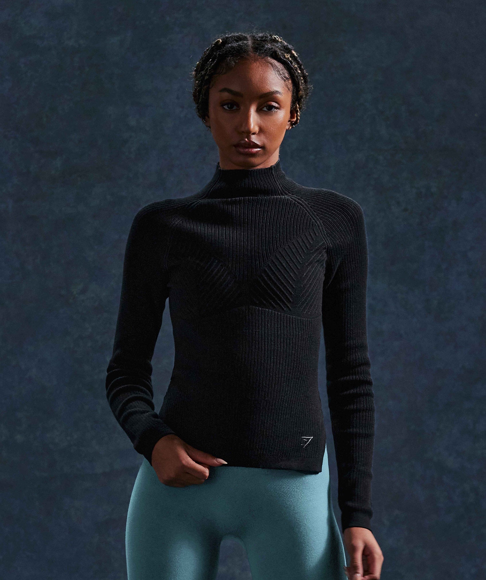 Gymshark Pause Knitwear Long Sleeve Top - Black/Onyx Grey