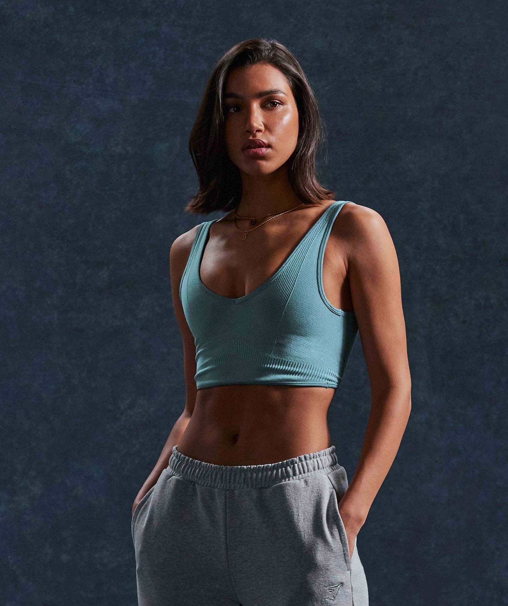 Inspire Crop - Marle Grey  The Perfect Twist Front Sports Bra