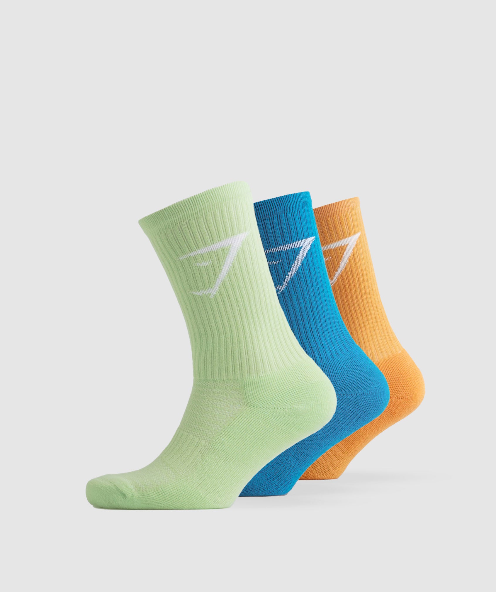 Gymshark Crew Socks 3pk - Green/Grey/Blue