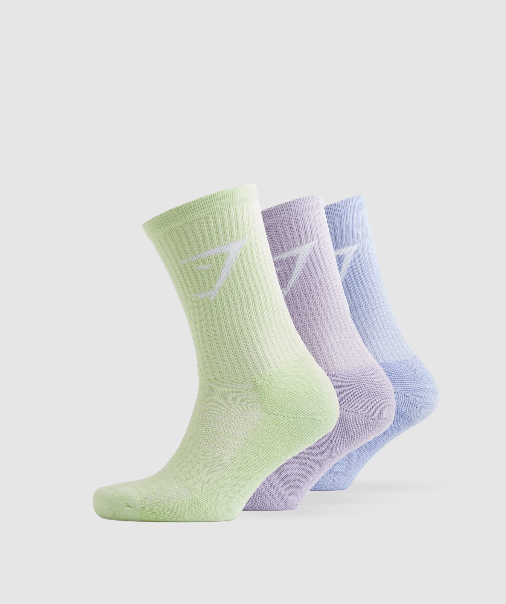 Gymshark Crew Socks 3pk - Green/Grey/Blue