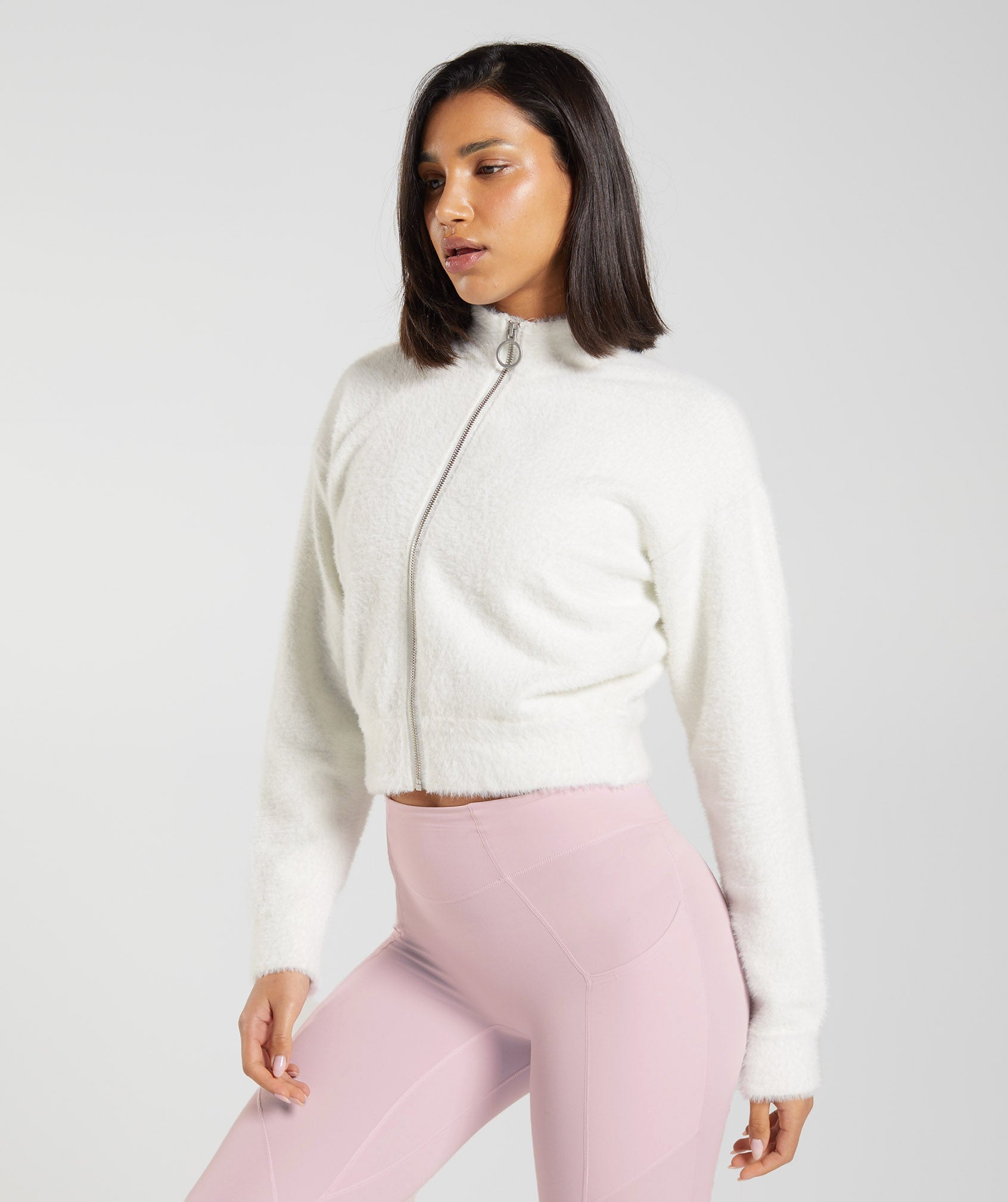 Gymshark Whitney Eyelash Knit Jacket - Skylight White