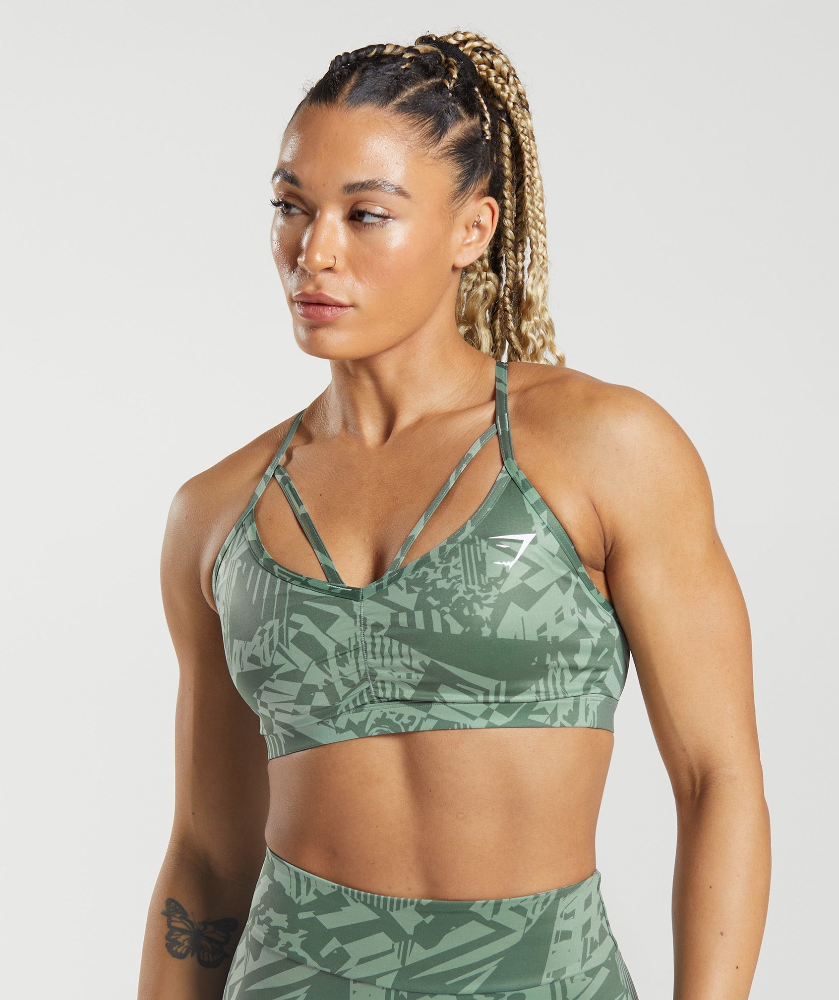 Gymshark Women's Crossover Sports Bra - Desert Sage Green - Medium