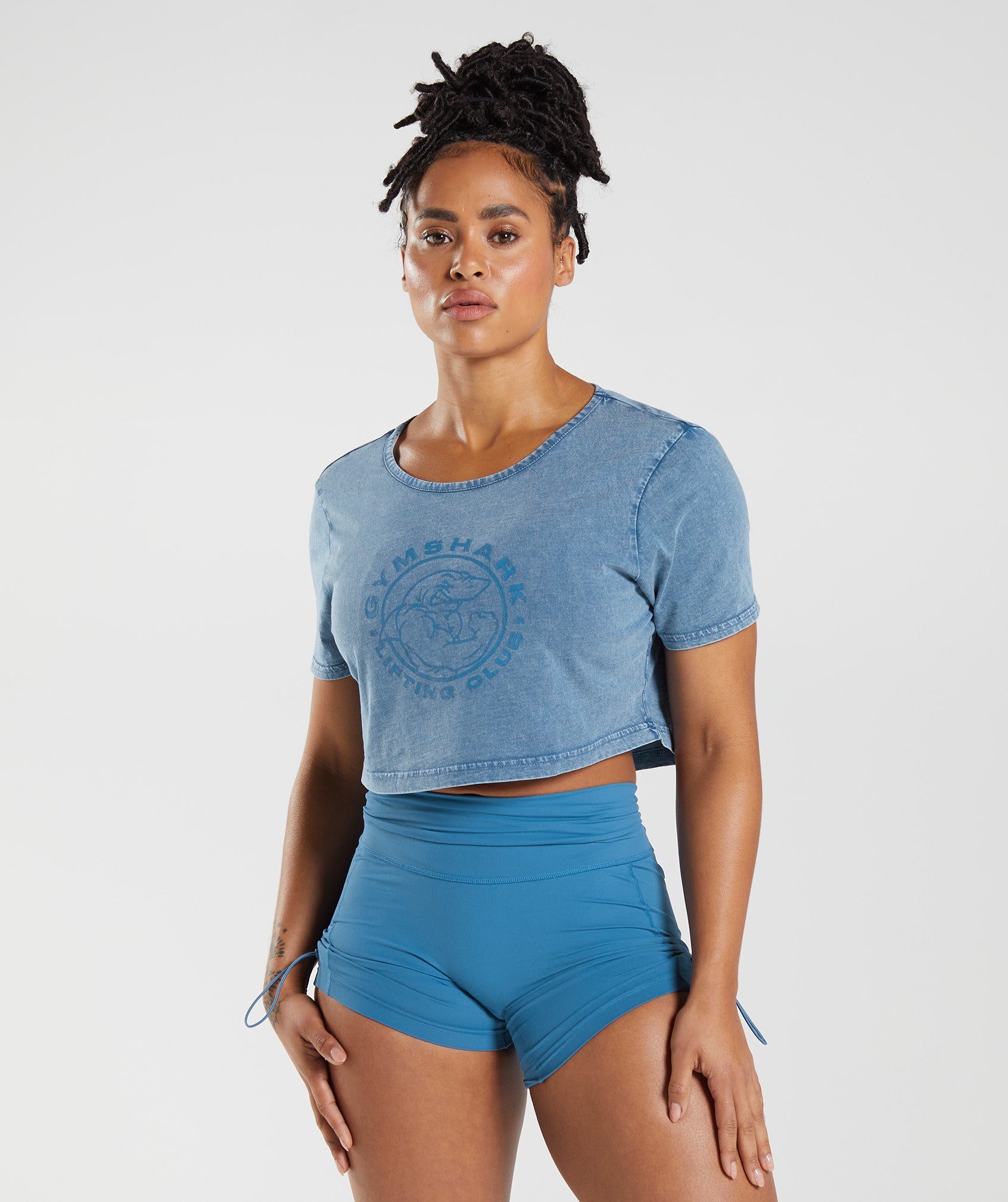 Turquoise Luxe Longline Cropped Sports Top