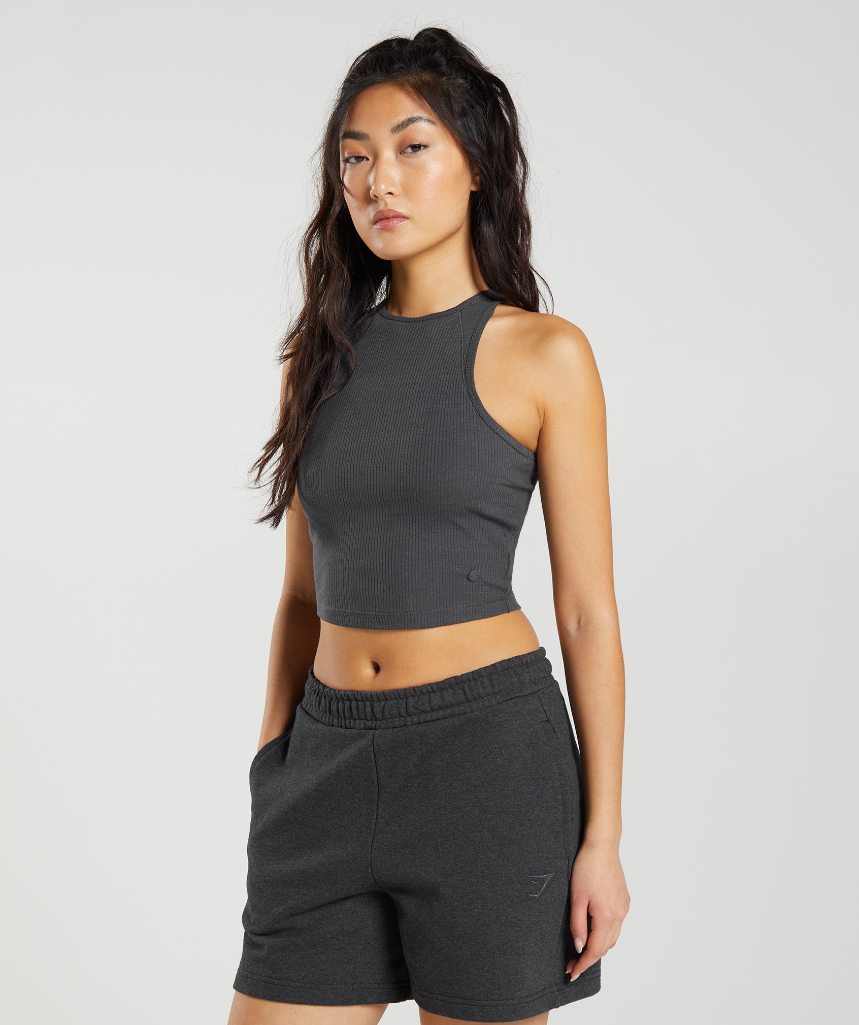 Gymshark Cotton Rib Midi Tank - Black