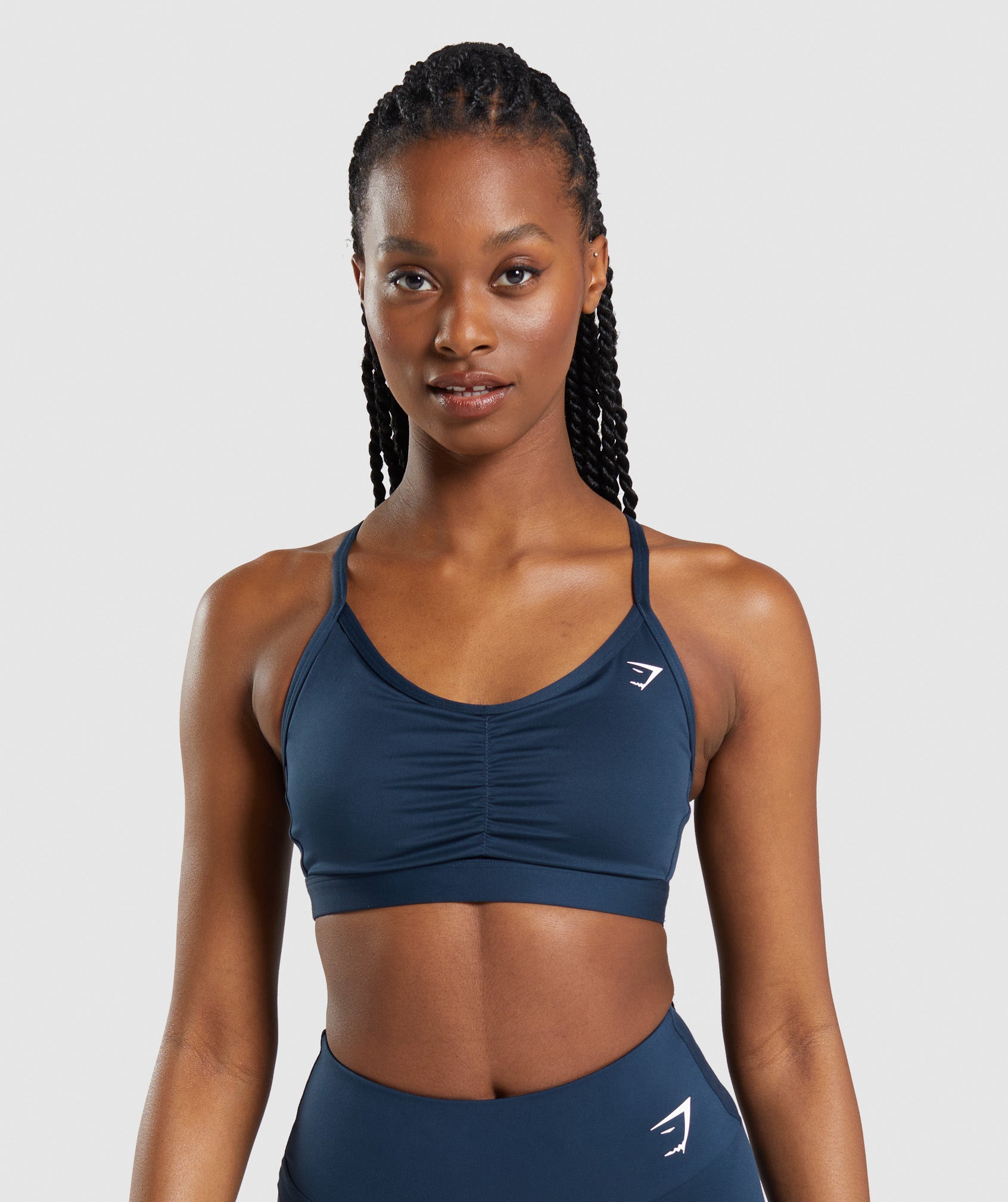GYMSHARK RUCHED SPORTS Bra Navy Blue Size Small £22.50 - PicClick UK