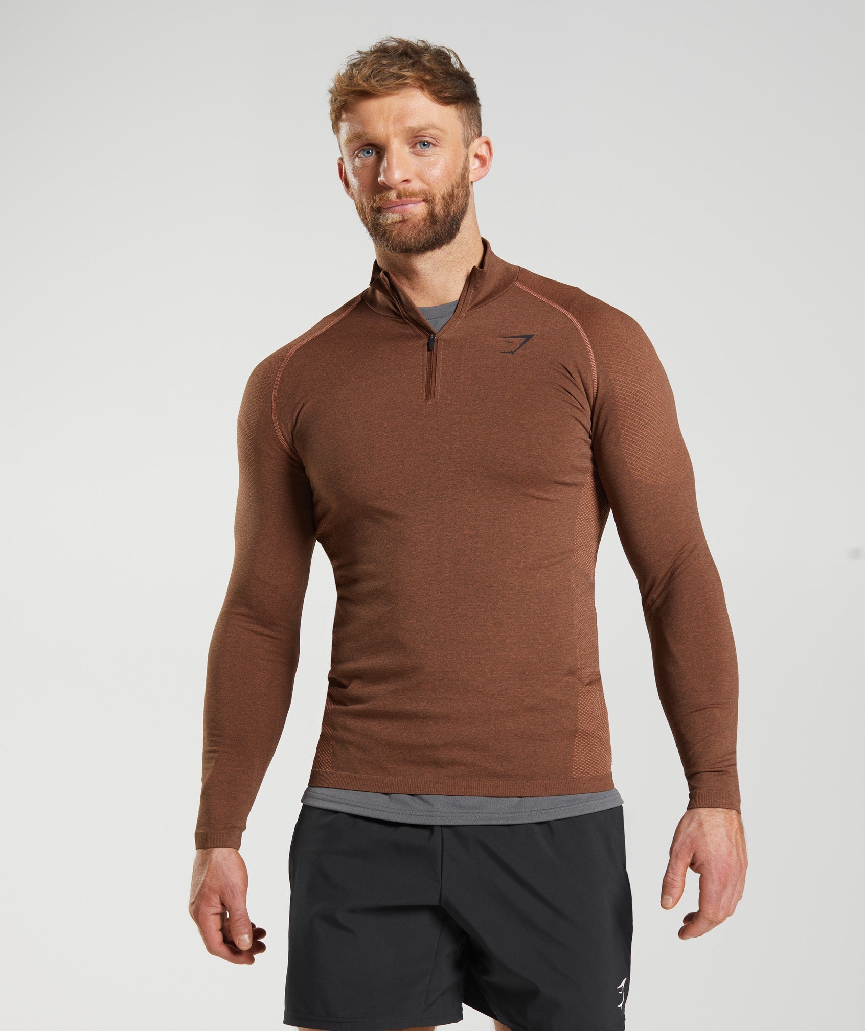 Gymshark Vital 1/4 Zip - Persimmon Red/Truffle Brown