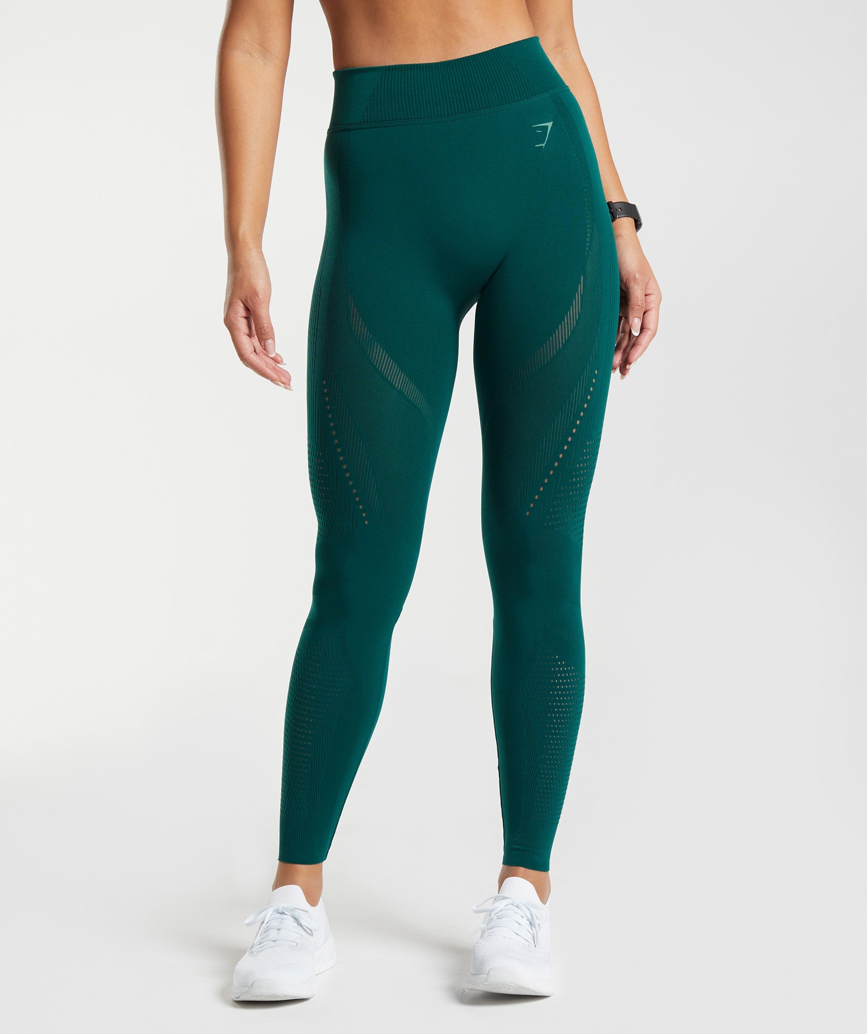 GYMSHARK M Women Sport Leggings Green Logo Stretch High Waisted Activewear