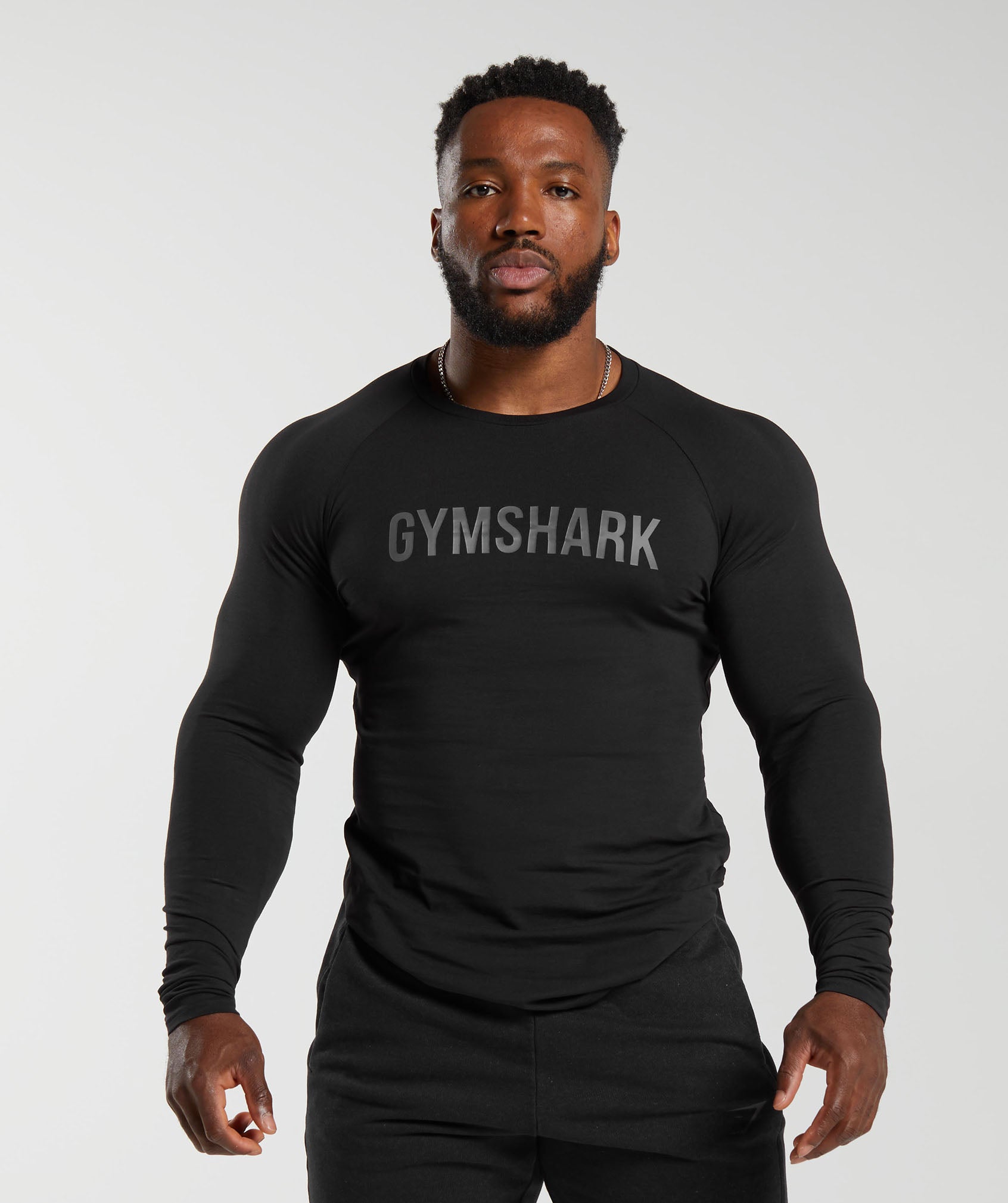 Gymshark Apollo Long Sleeve T-Shirt - Black/Silhouette Grey