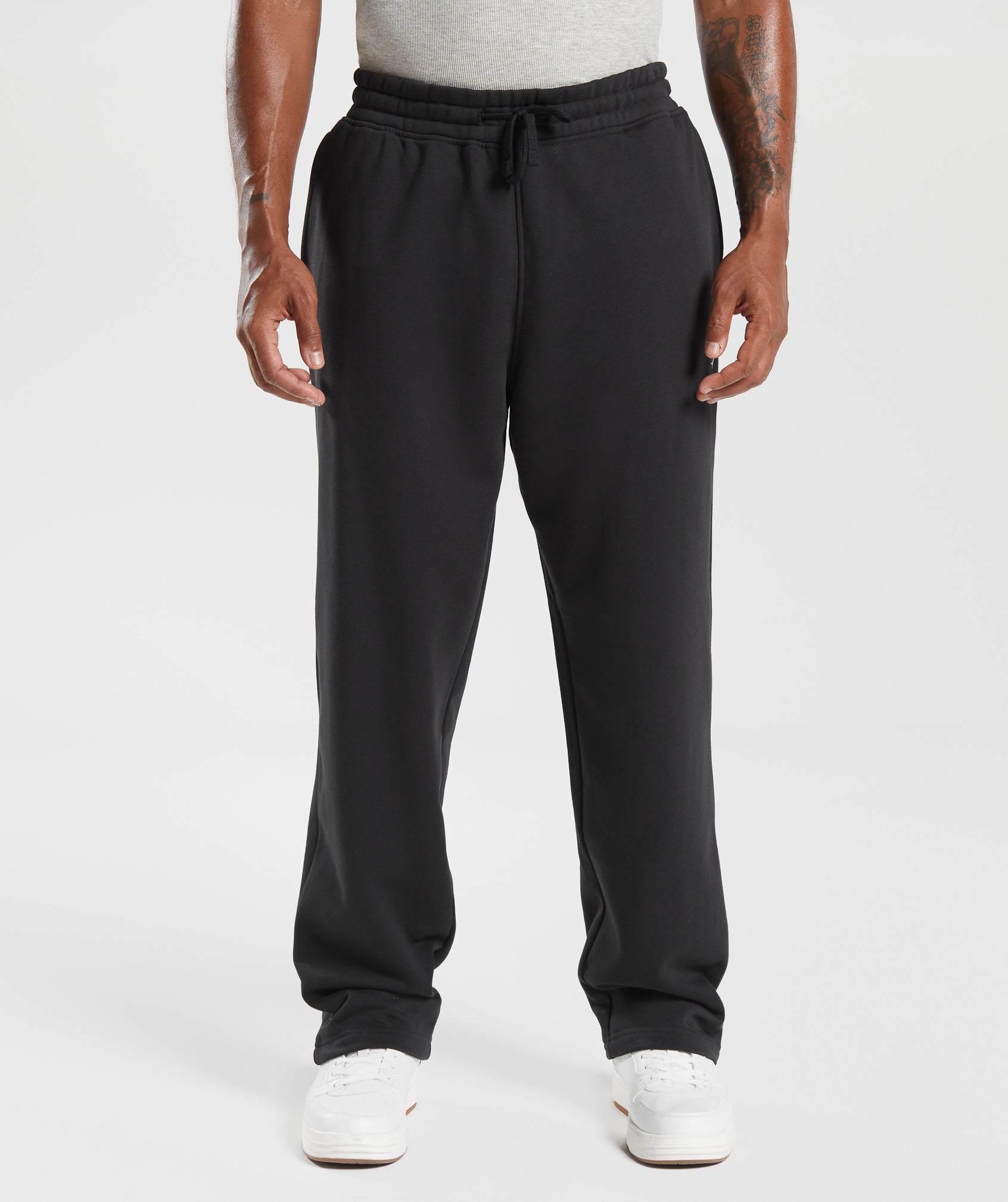 Gymshark Womens Black Drawstring Waist Tapered Leg Zip Pocket Joggers Pants  Sz L