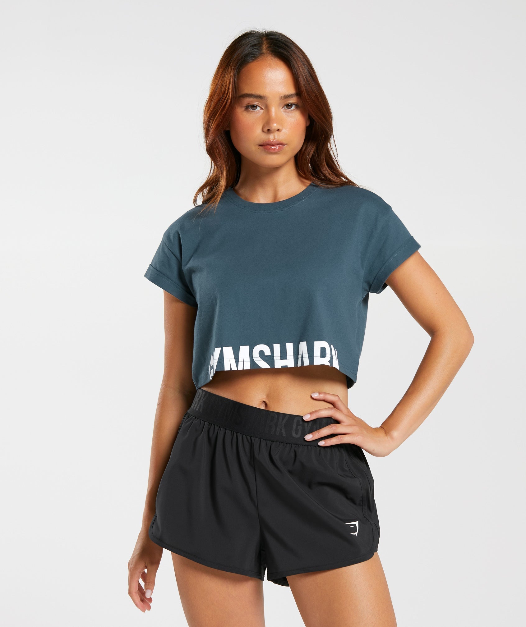 Gymshark Fraction Crop Top - Smokey Teal