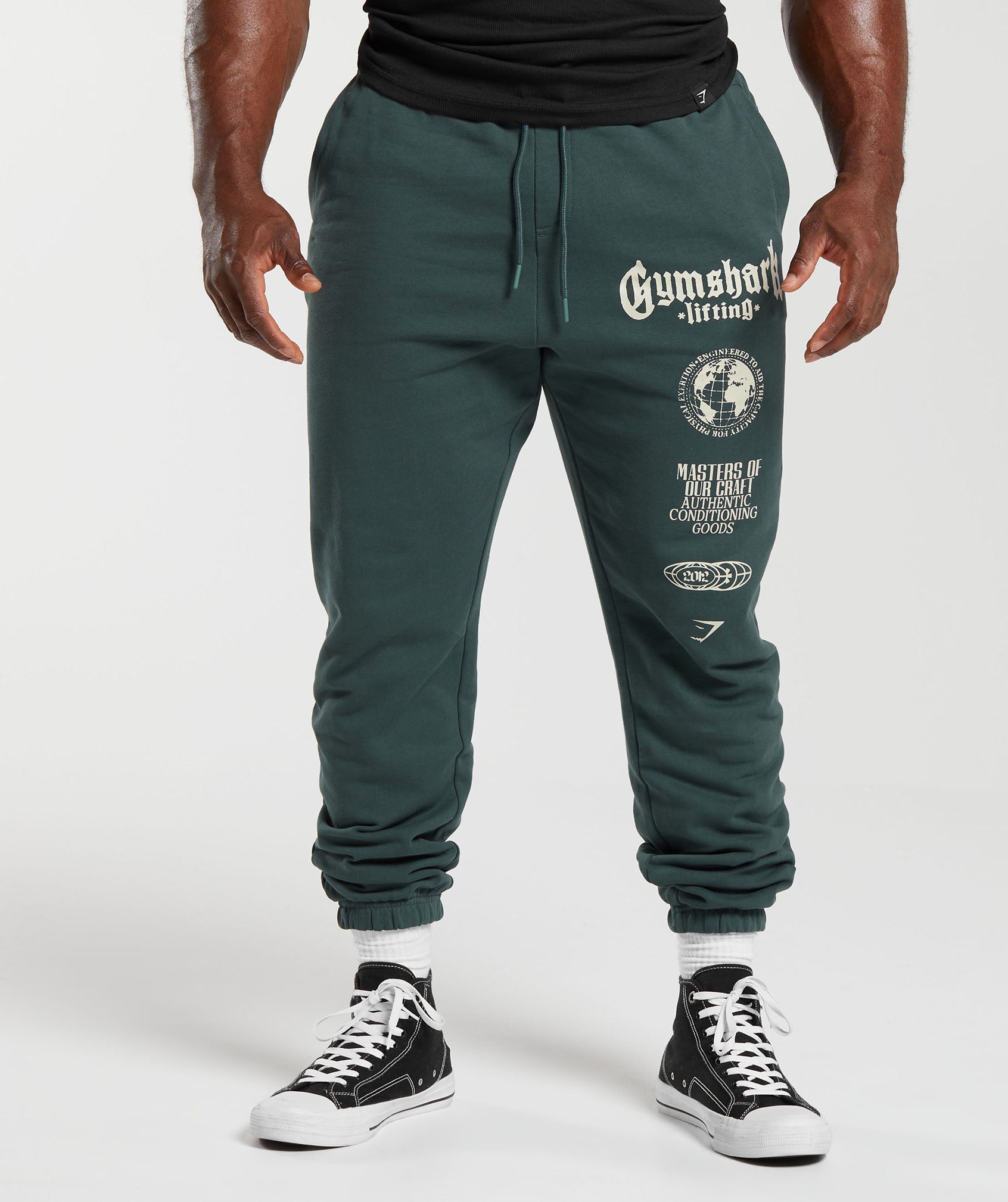 GYMSHARK Open Knee Drawstring Green Speckled Athletic Jogger