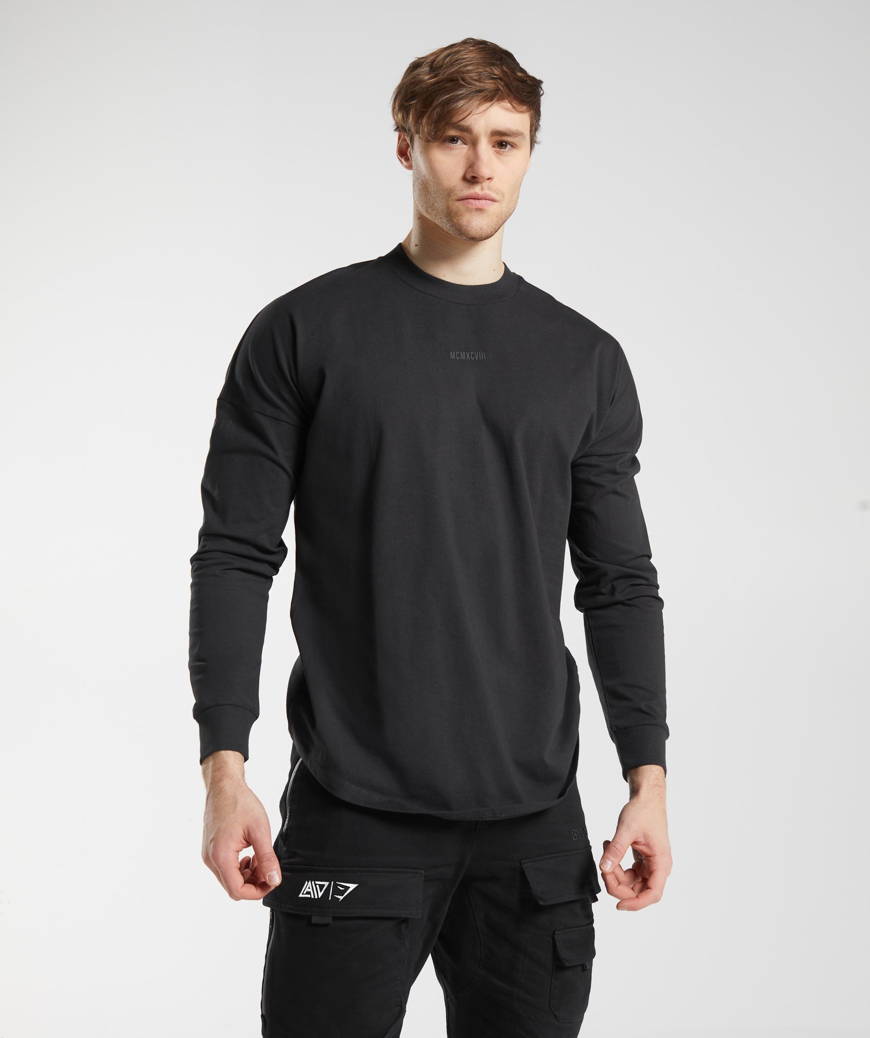 Gymshark GS x David Laid Oversized Long Sleeve T-Shirt - Black