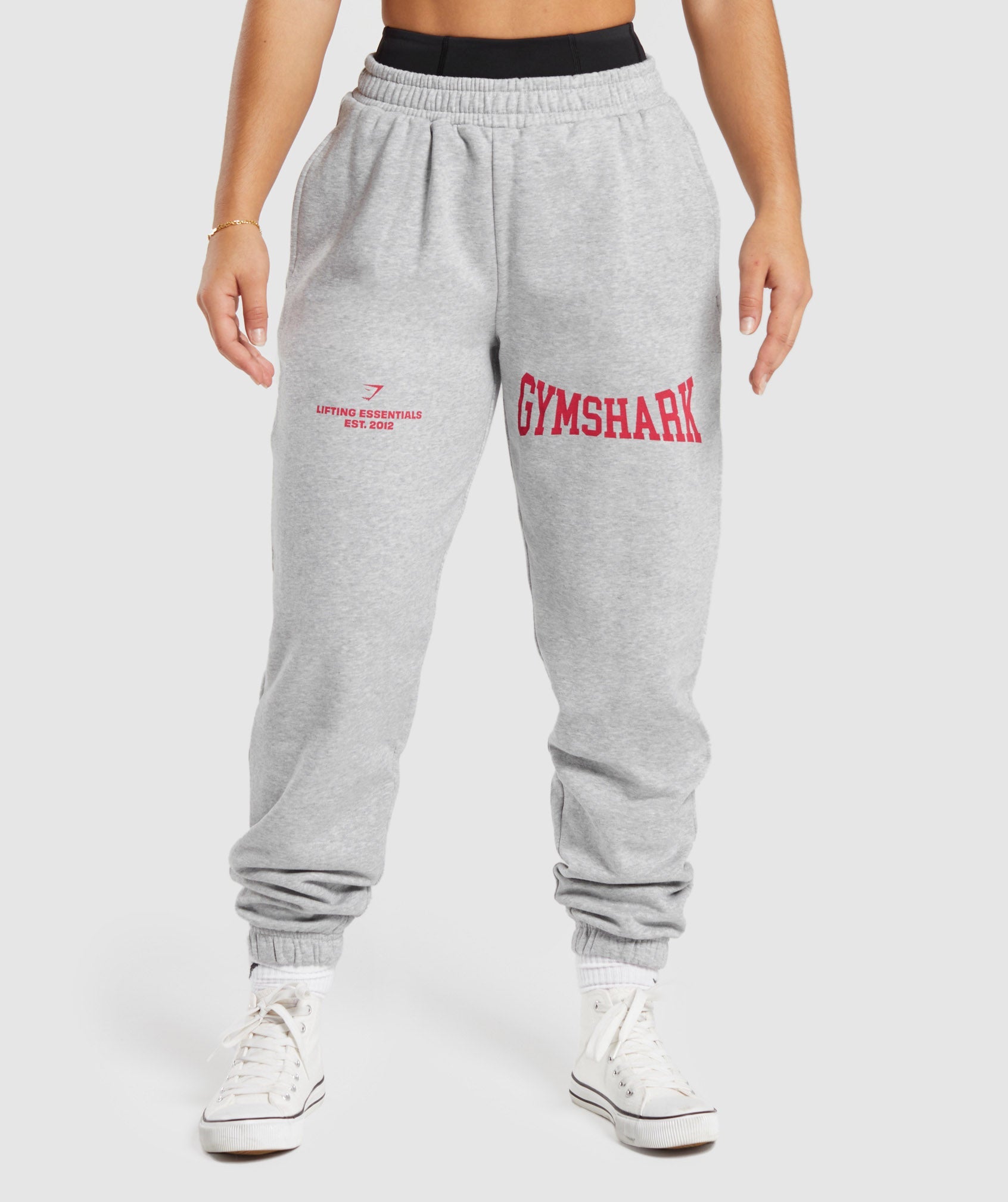 Gymshark Lifting Essentials Graphic Joggers - Light Grey Core Marl