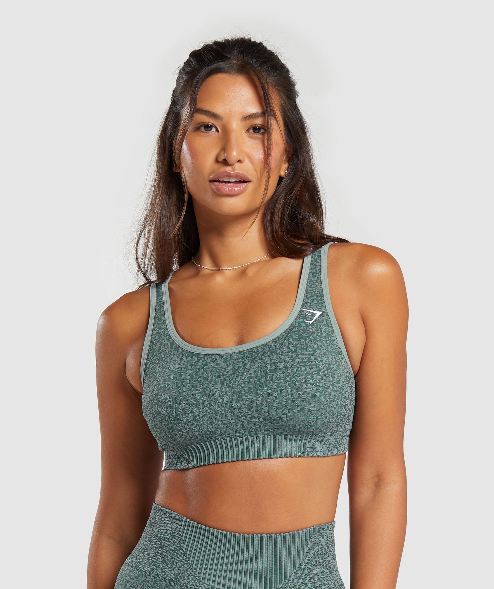 Gymshark Marl Seamless Scoop Bra - Teal Marl/Dark Grey Marl/Smokey