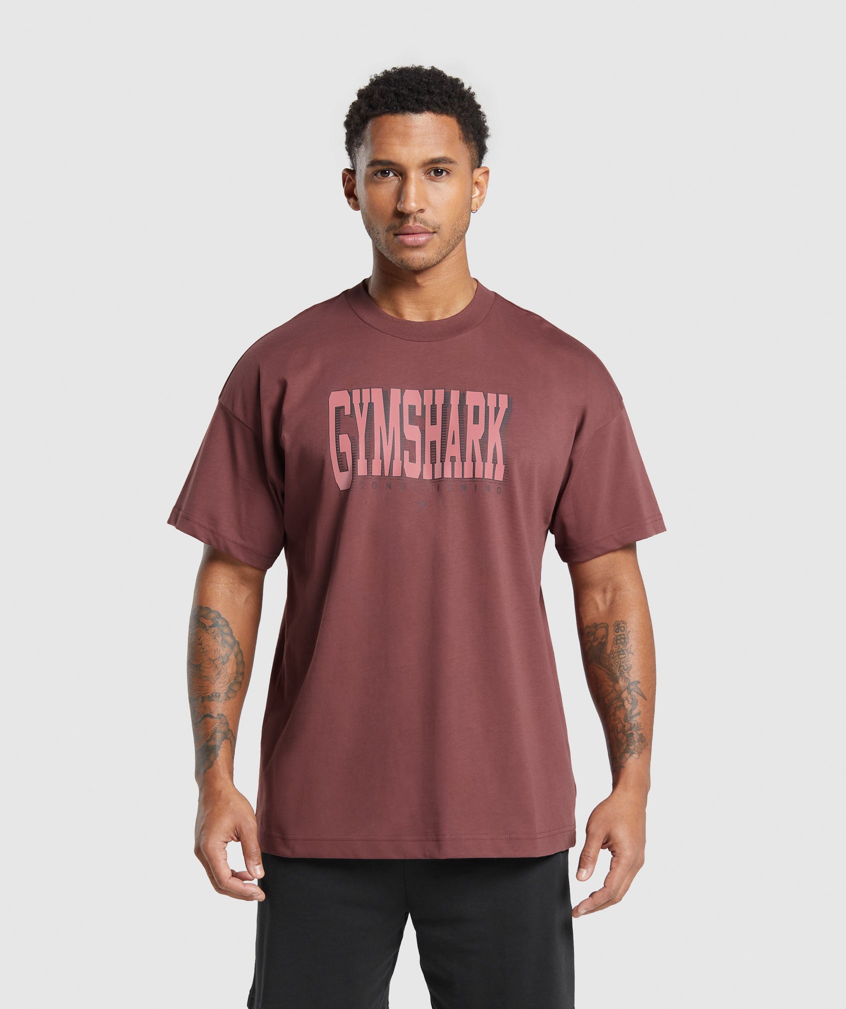 Gymshark Conditioning Graphic T-Shirt - Burgundy Brown