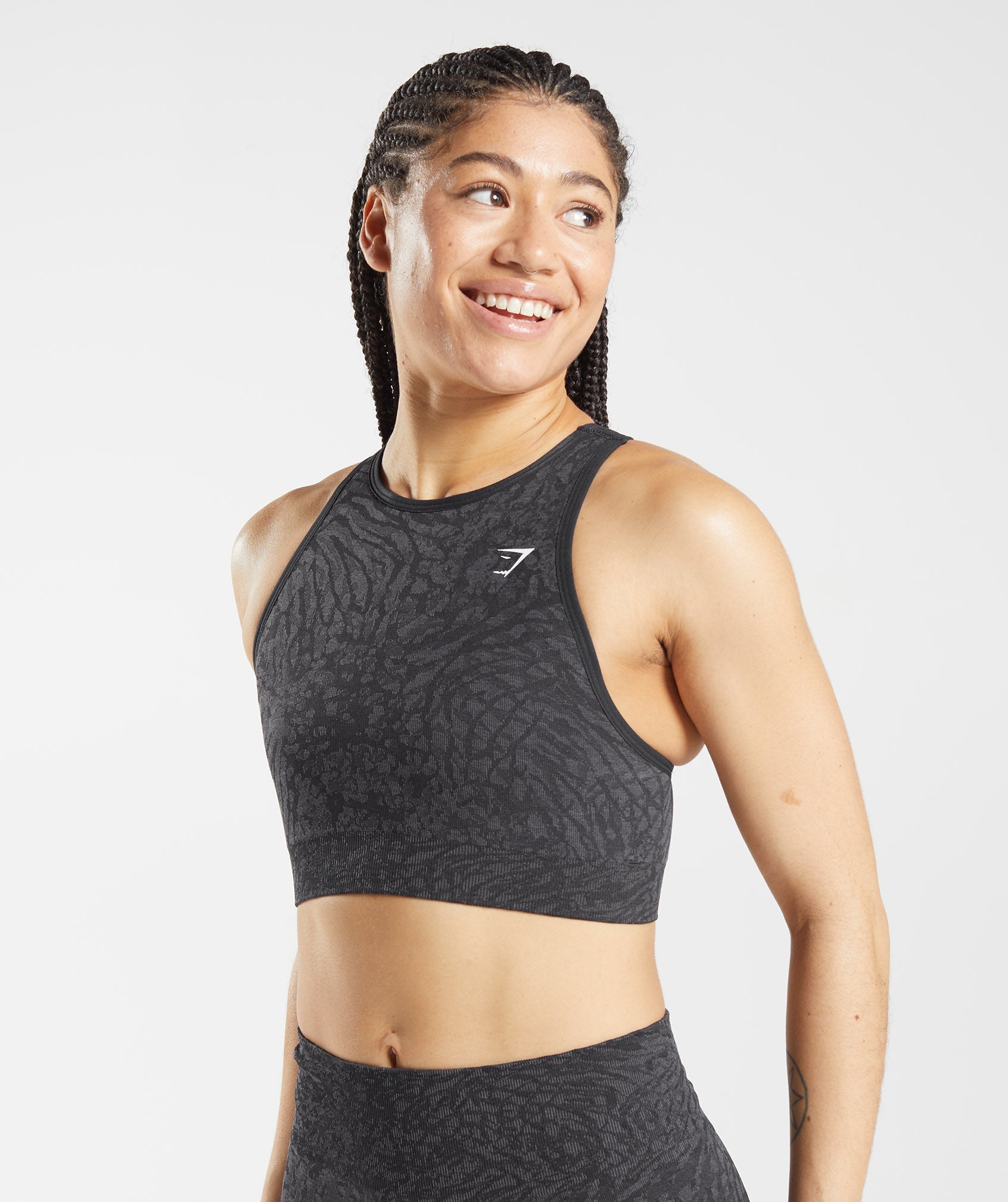 Gymshark Adapt Camo Seamless Sports Bra - Black from Gymshark