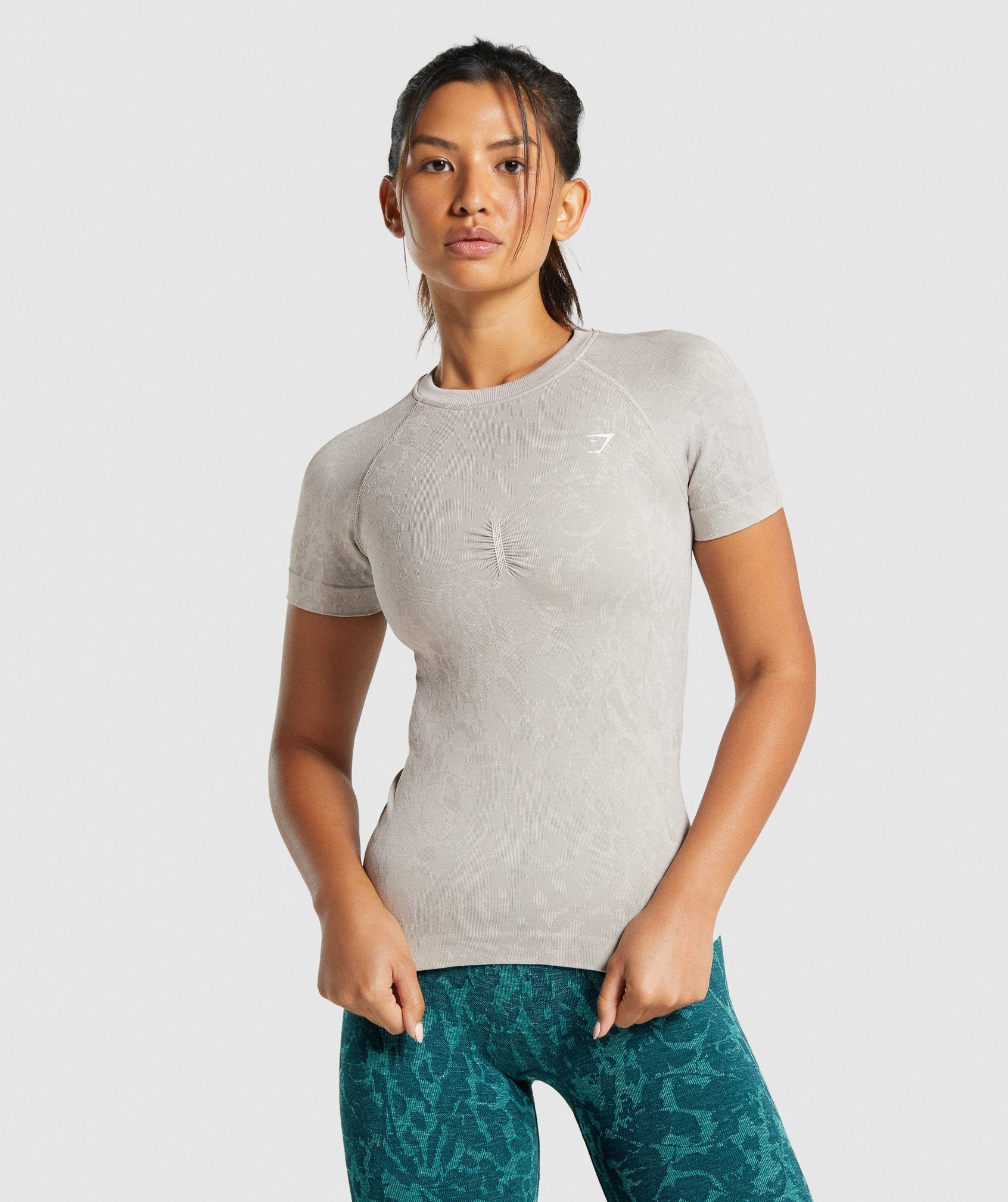 Gymshark Adapt Animal Seamless T-Shirt - Butterfly, Grey