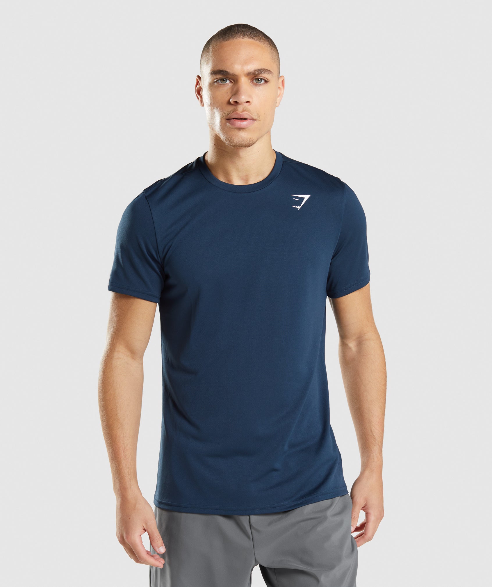 Gymshark Mens XL Arrival Graphic T-Shirt Navy Blue Slim Fit Short