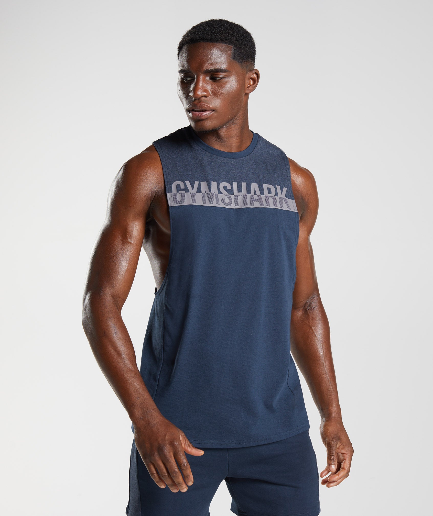 Gymshark Bold React Drop Arm Tank - Navy