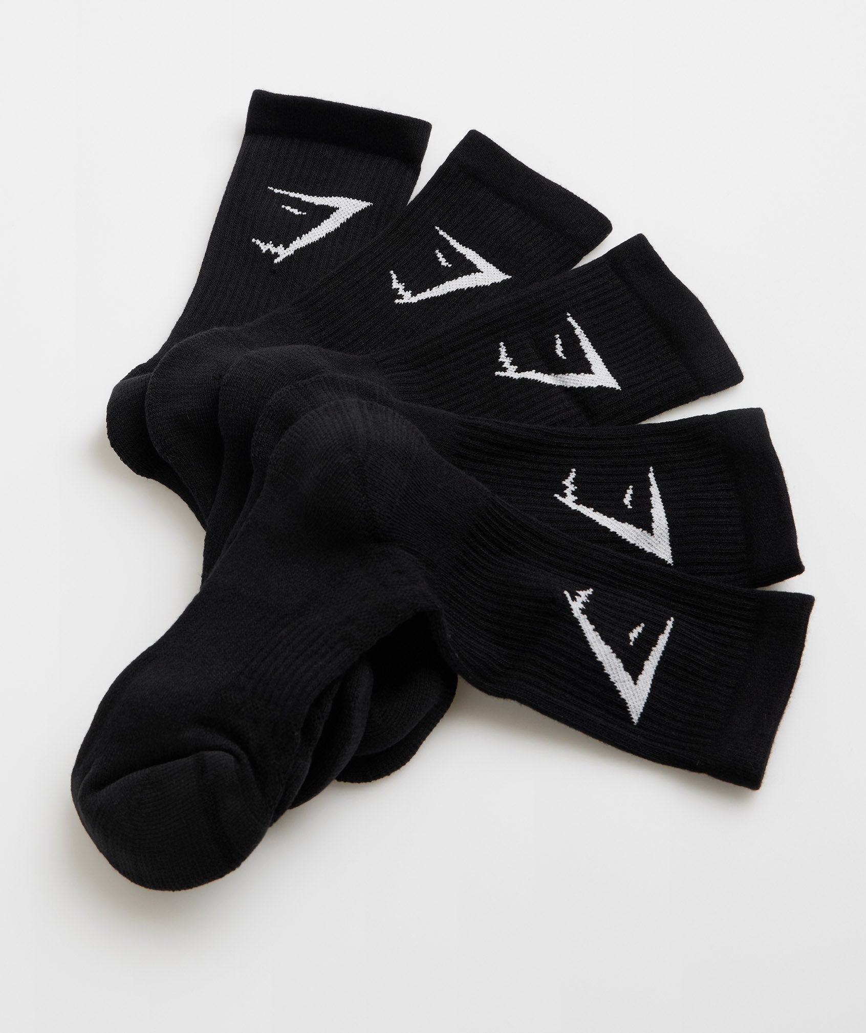 Gymshark Embroidered Sharkhead Crew Socks - Black – Client 446