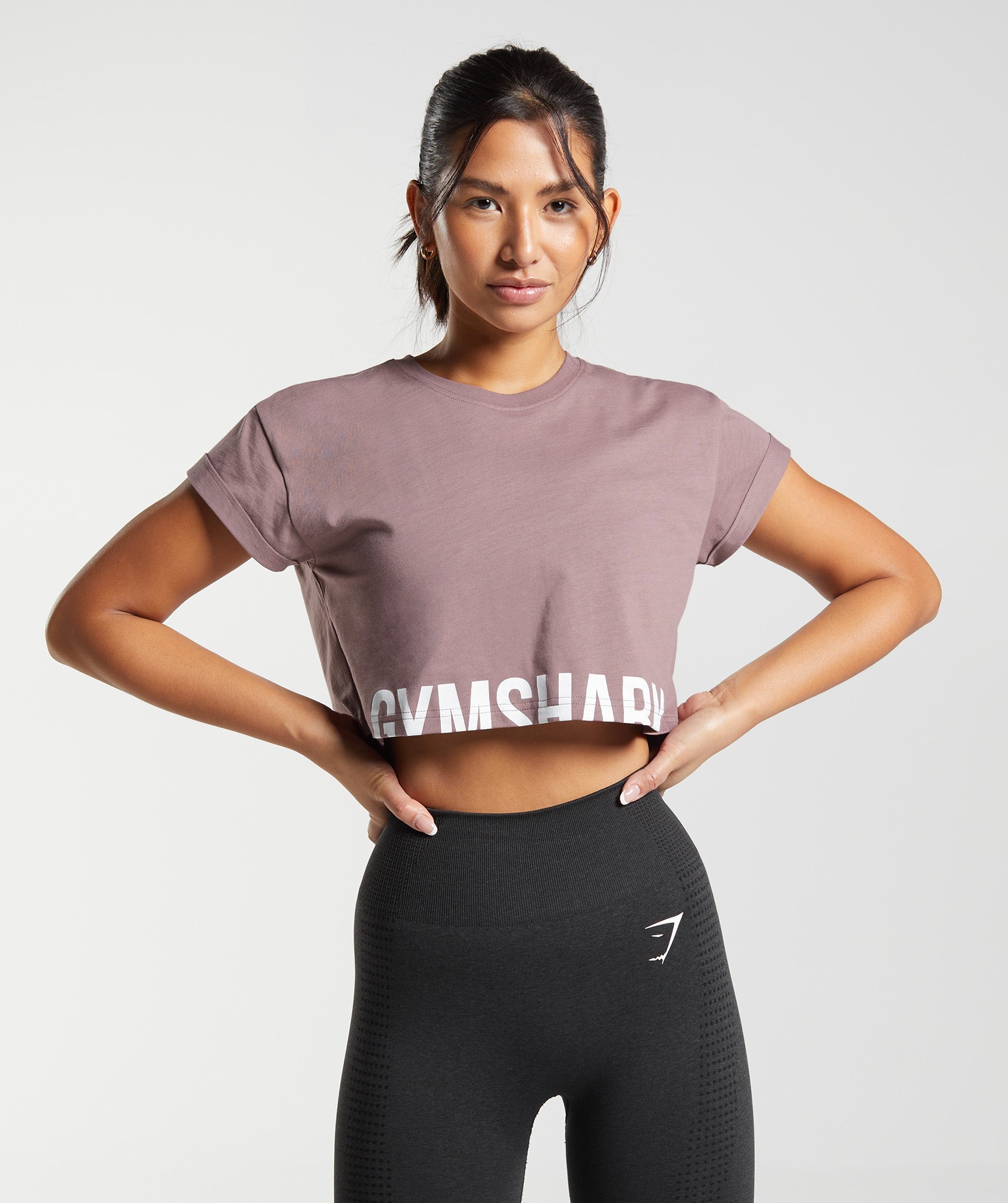 Gymshark Fraction Crop Top - Dusty Maroon