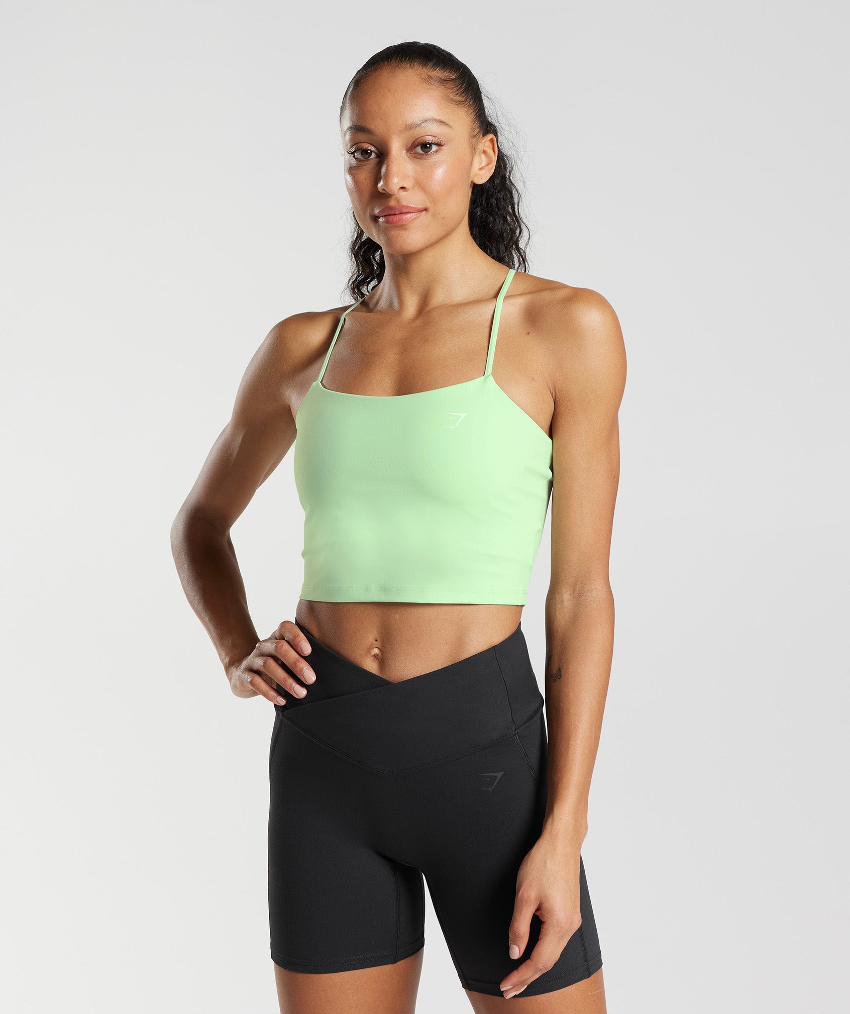 ONLY PLAY Green Ruched Strappy Sports Crop Top