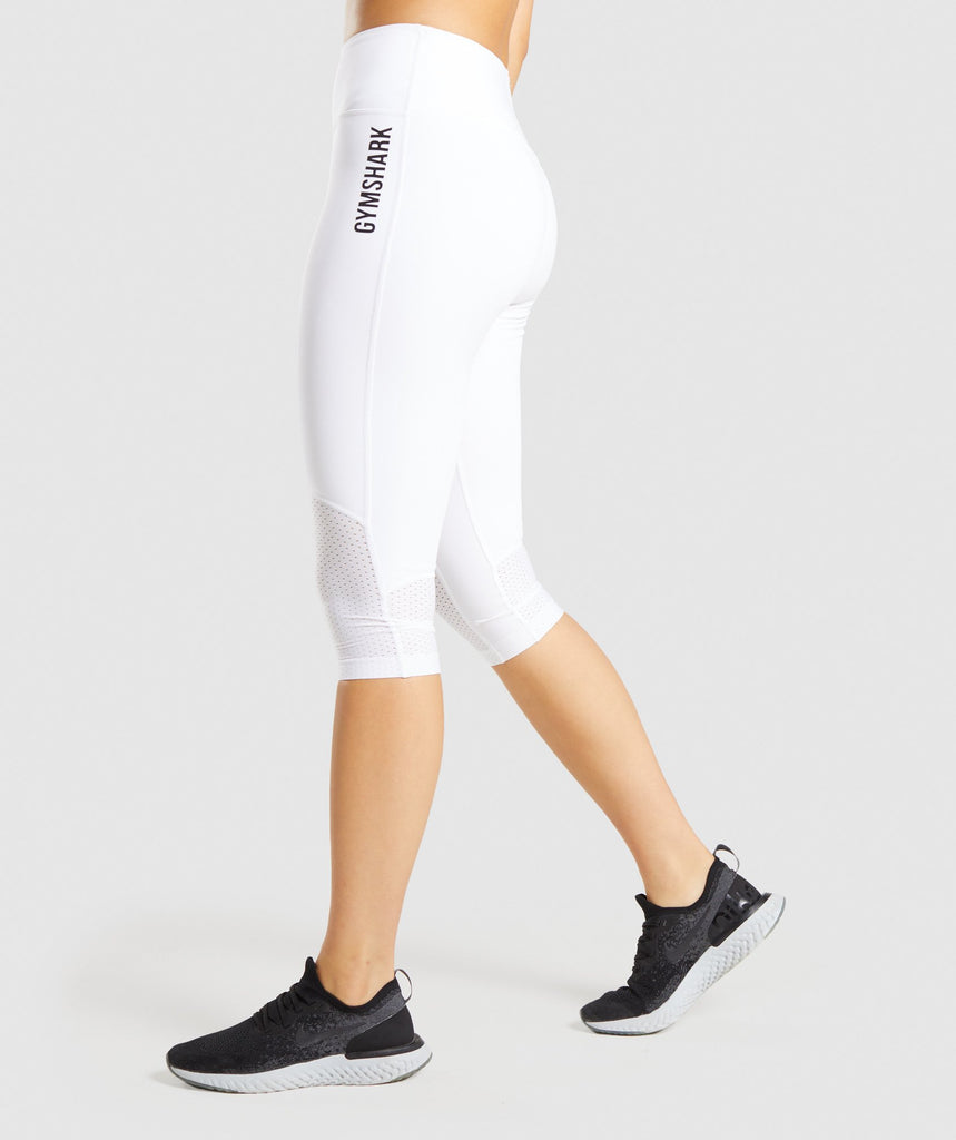 white cut off leggings