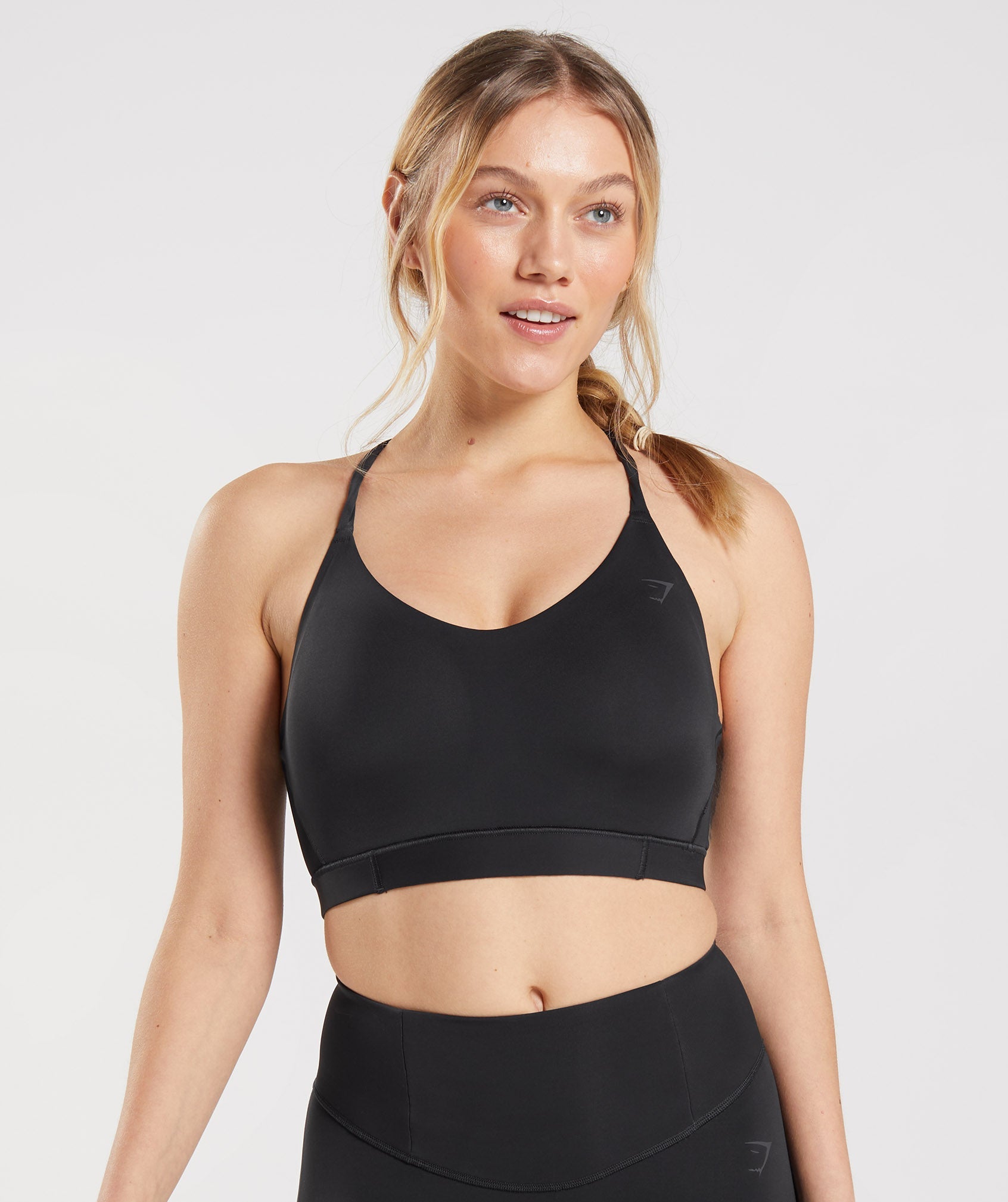 Gymshark Women's Size Medium Black Ruched Strappy Sports Bra
