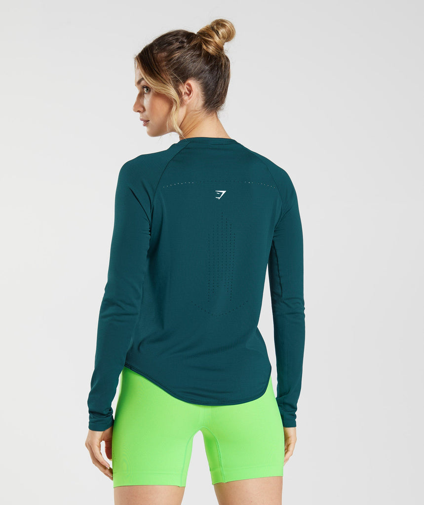 Gymshark Sweat Seamless Long Sleeve Top Winter Teal Gymshark