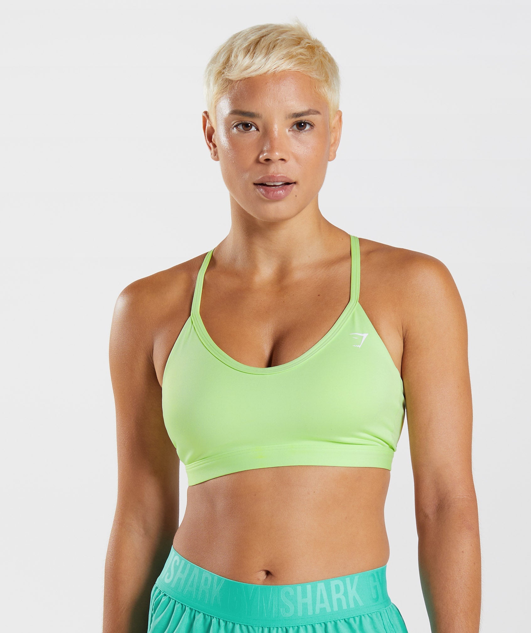 Gymshark V Neck Training Sports Bra - Blue, Gymshark