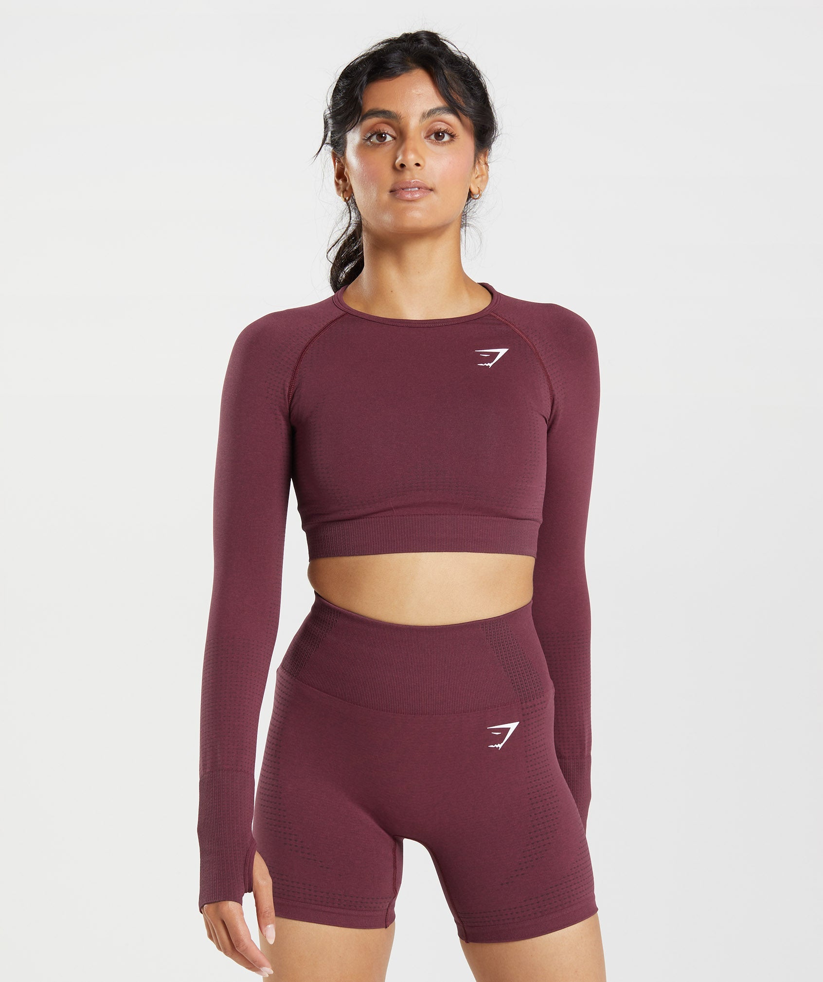 Gymshark Women's Vital Seamless 2.0 Longsleeve Crop Top Brown Marl