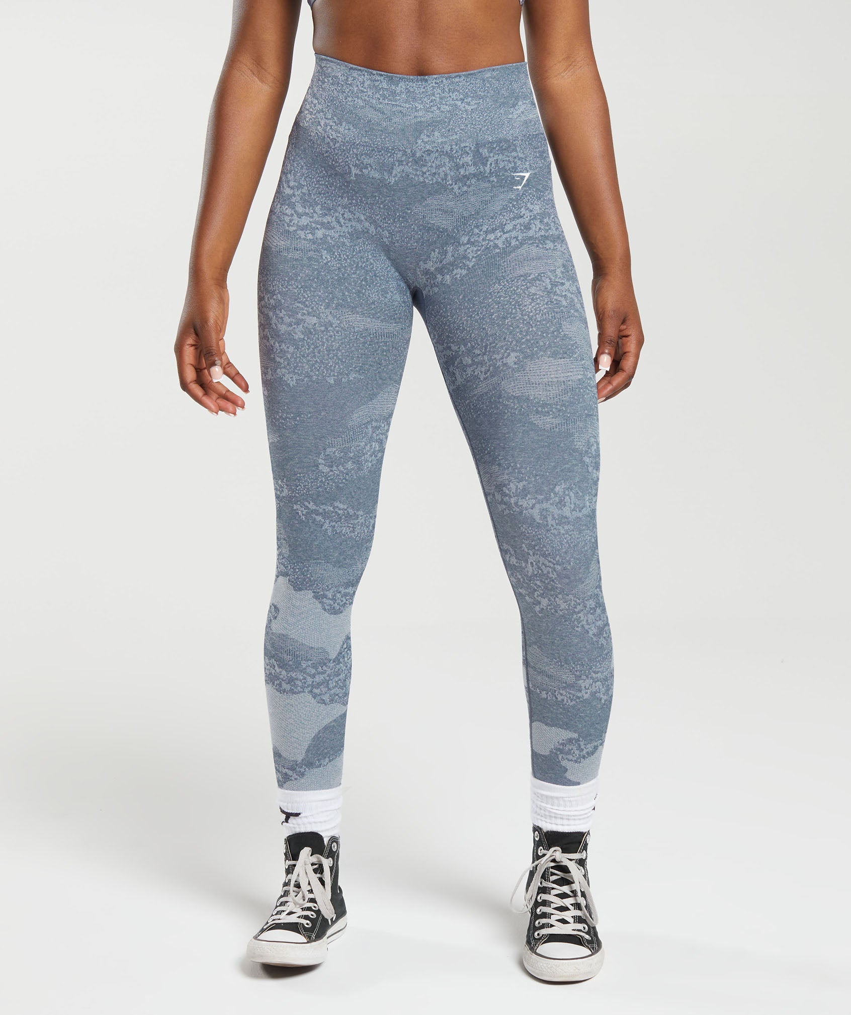 Gymshark Adapt Camo Seamless Leggings - River Stone Grey/Evening Blue