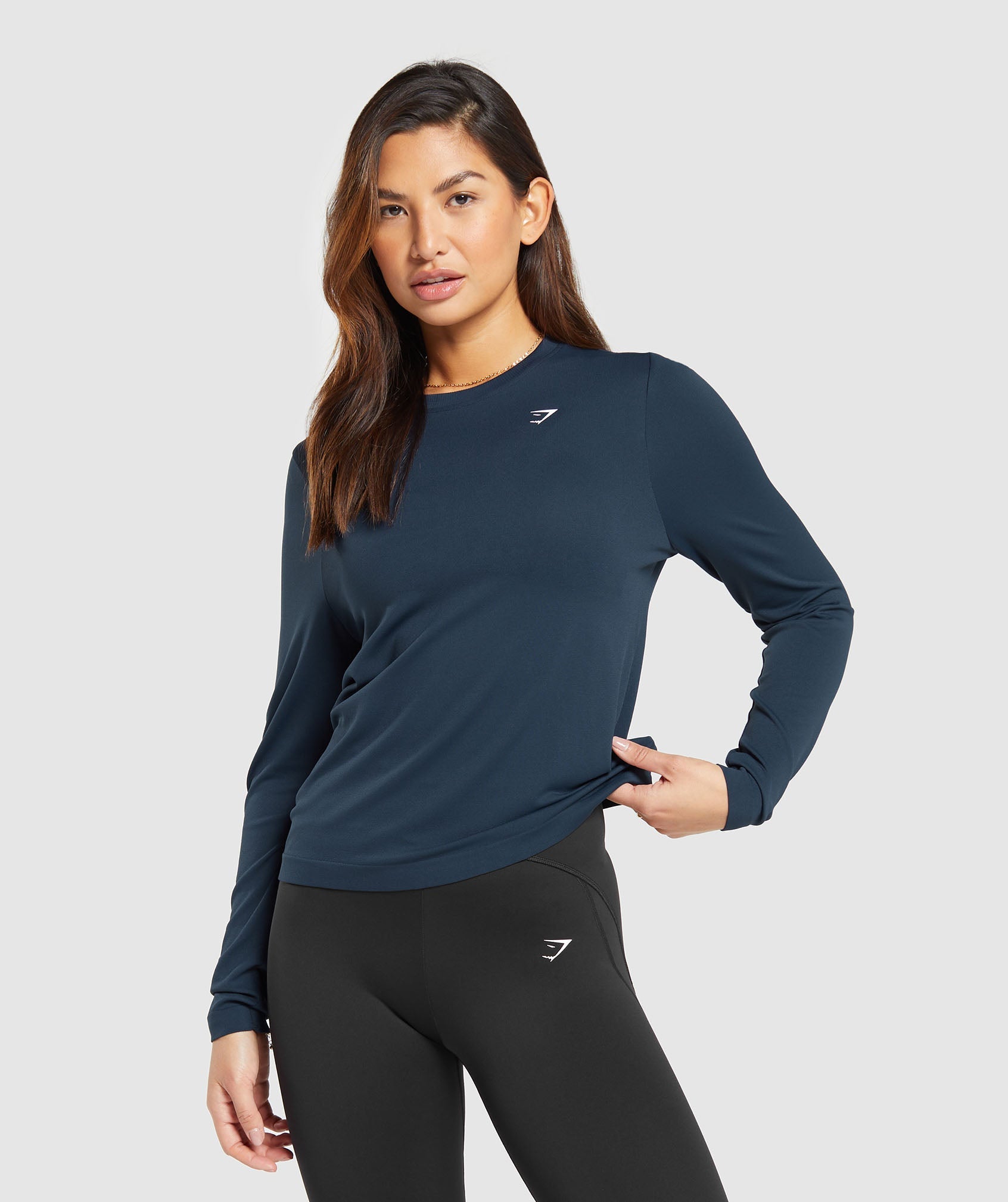 Gymshark Everyday Seamless Long Sleeve Top - Navy